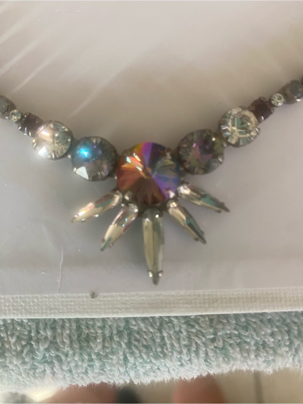 Sorrelli Iridescent Crystal Accent Necklace - Gray